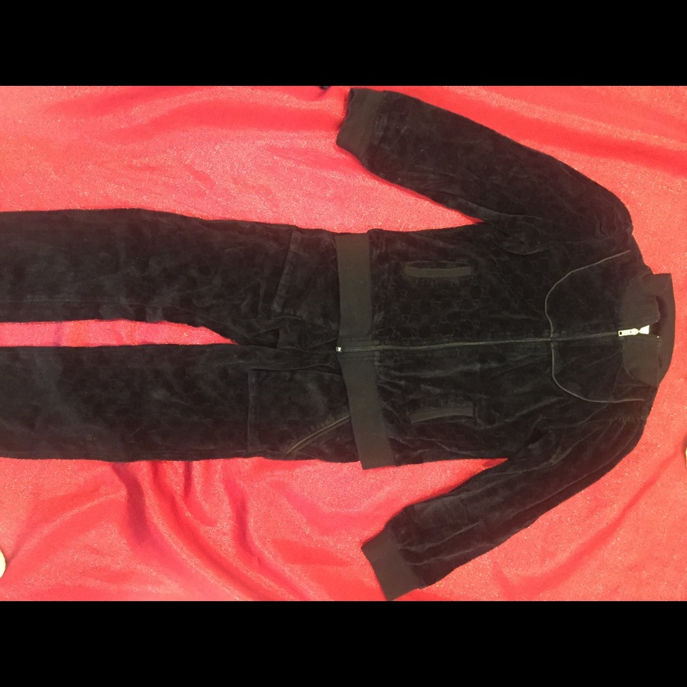 Authentic Black Gucci GG print velour tracksuit